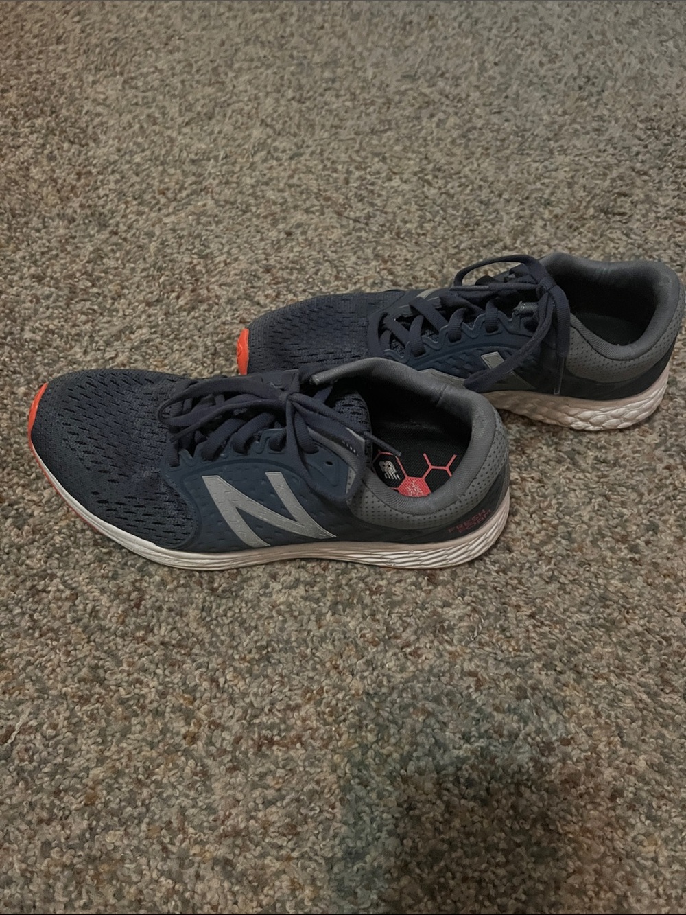 New Balance Dark Blue Running Sneakers with Coral Highlights